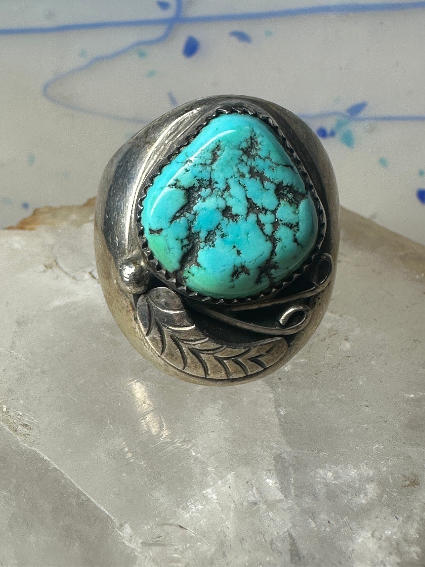 Navajo ring Turquoise heavy band size 10.75 sterling silver women men