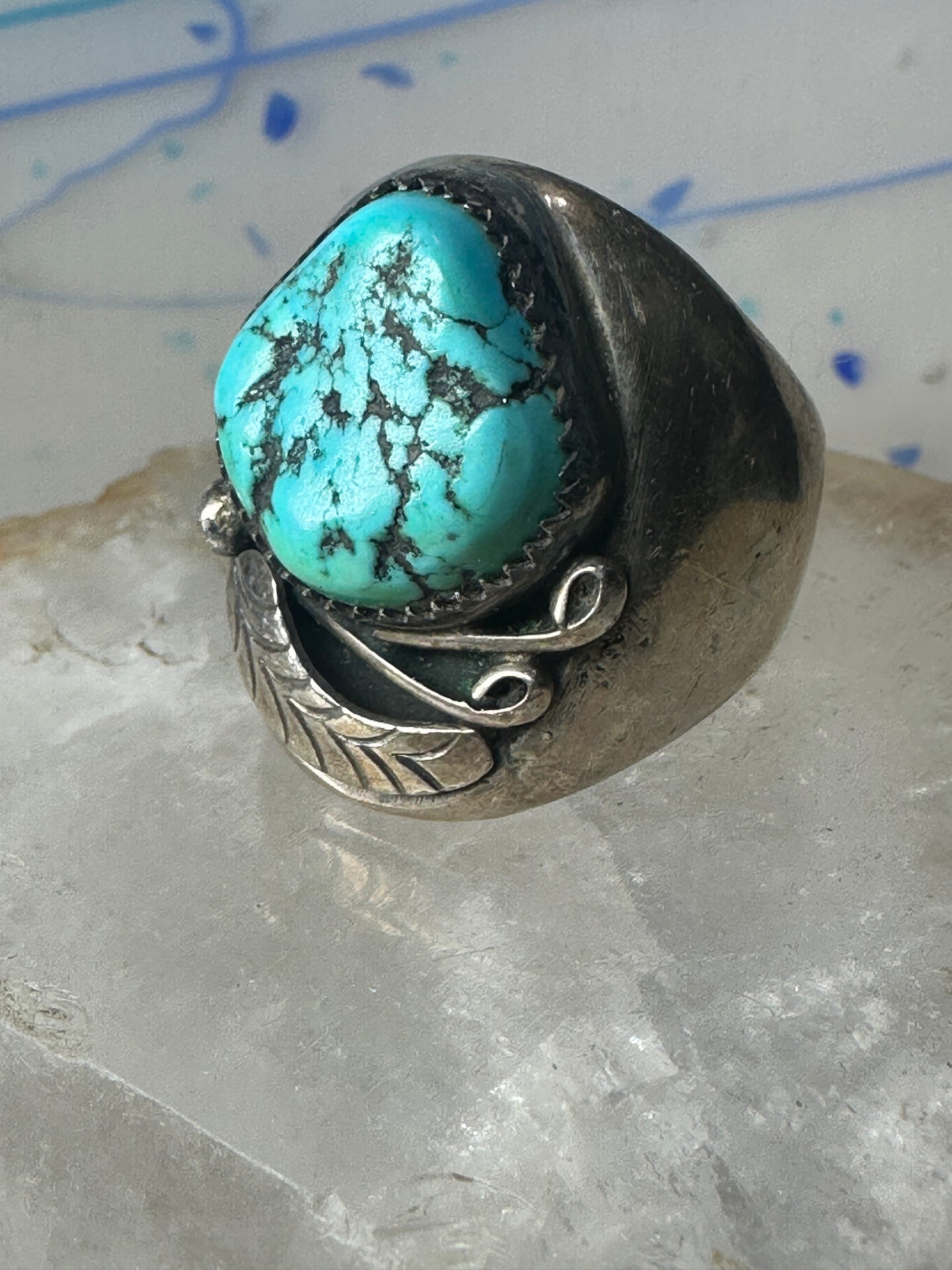 Navajo ring Turquoise heavy band size 10.75 sterling silver women men