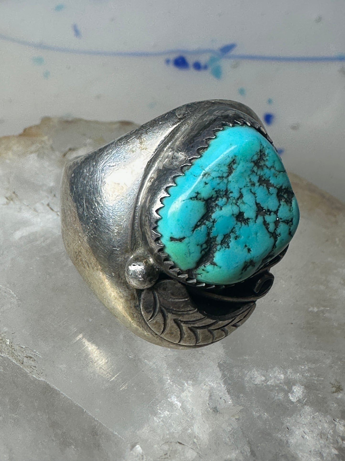 Navajo ring Turquoise heavy band size 10.75 sterling silver women men