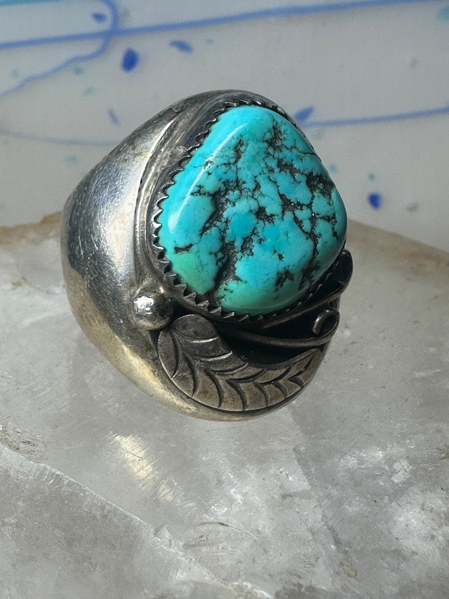 Navajo ring Turquoise heavy band size 10.75 sterling silver women men