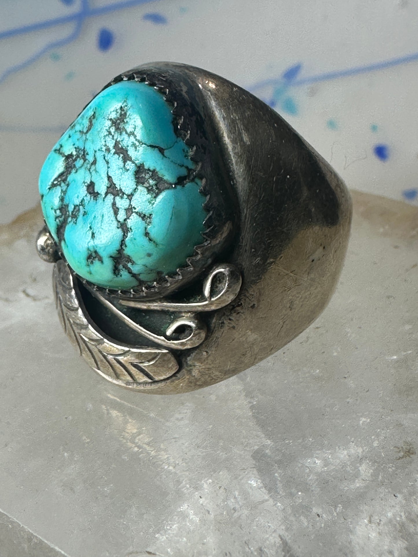Navajo ring Turquoise heavy band size 10.75 sterling silver women men