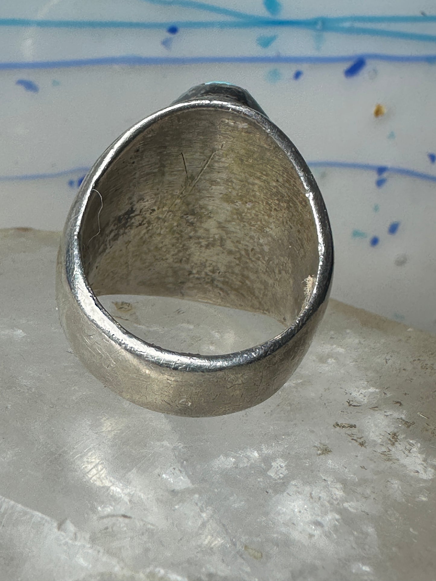 Navajo ring Turquoise heavy band size 10.75 sterling silver women men