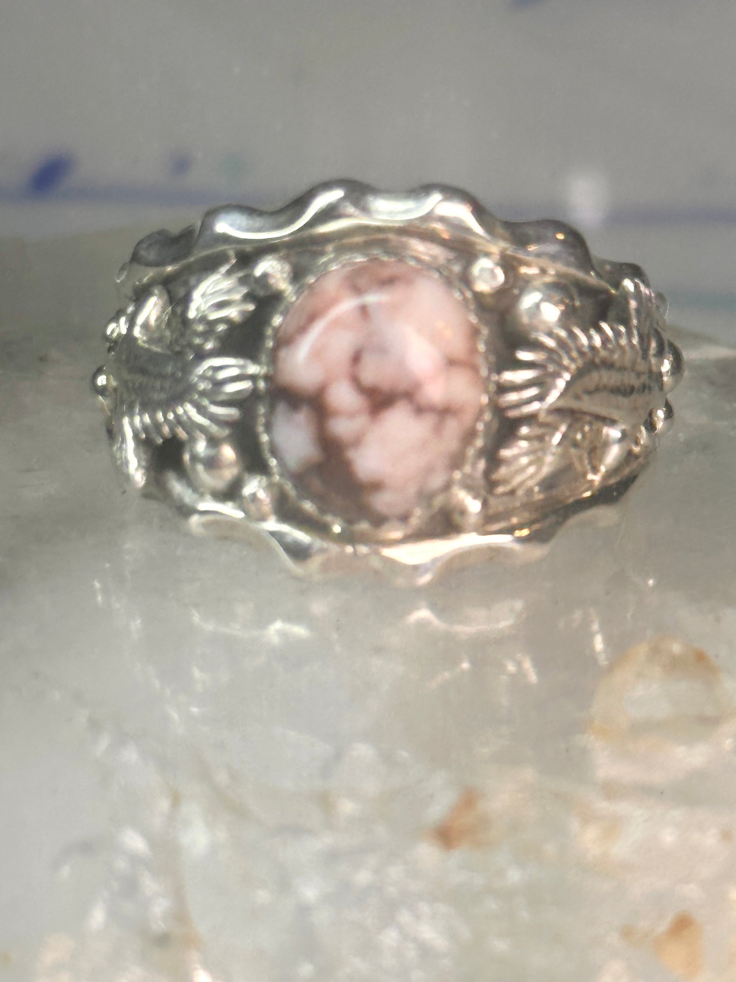 Navajo Eagle ring Wild Horse turquoise size 14.50 sterling silver men signed RB