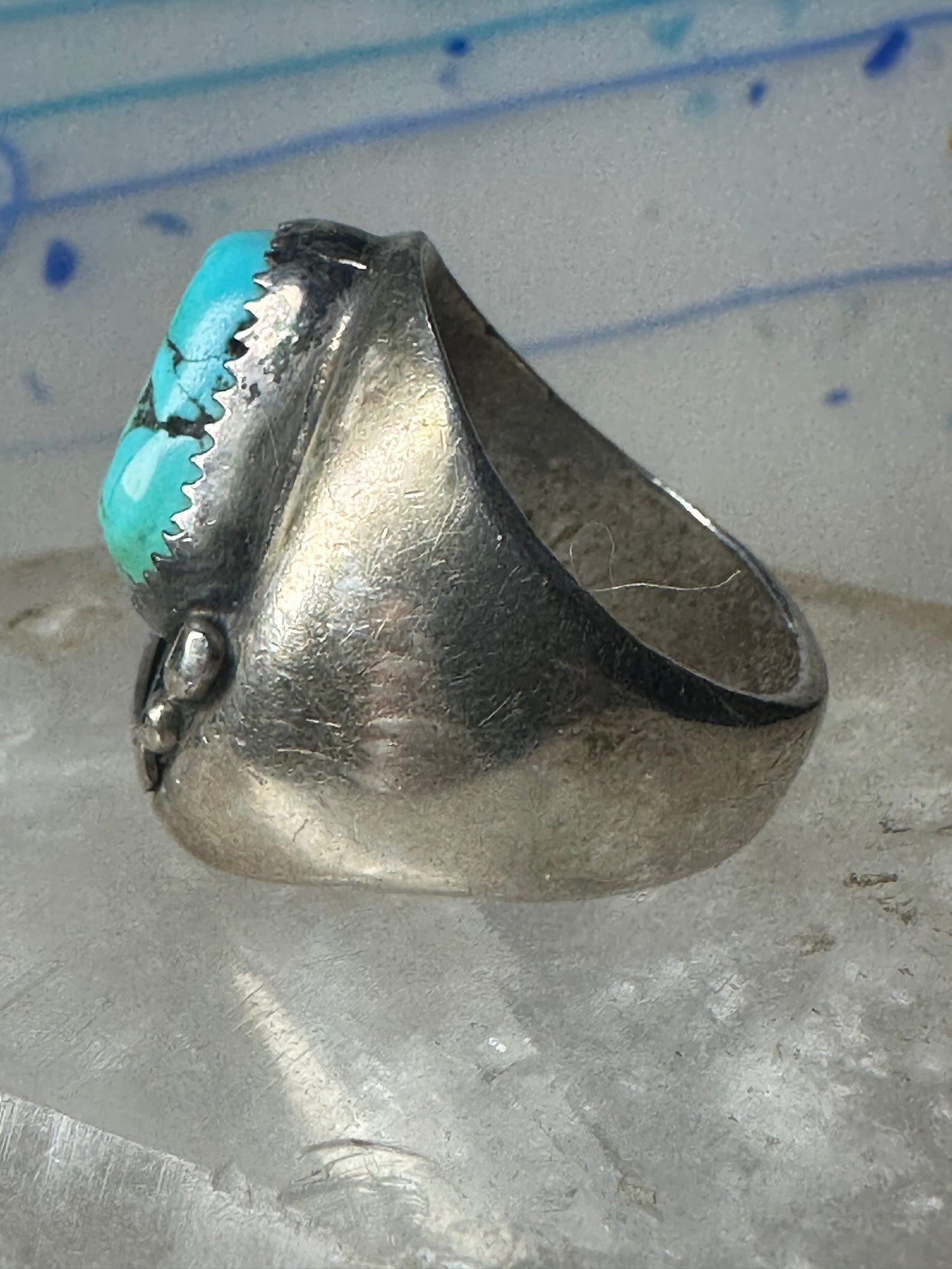 Navajo ring Turquoise heavy band size 10.75 sterling silver women men