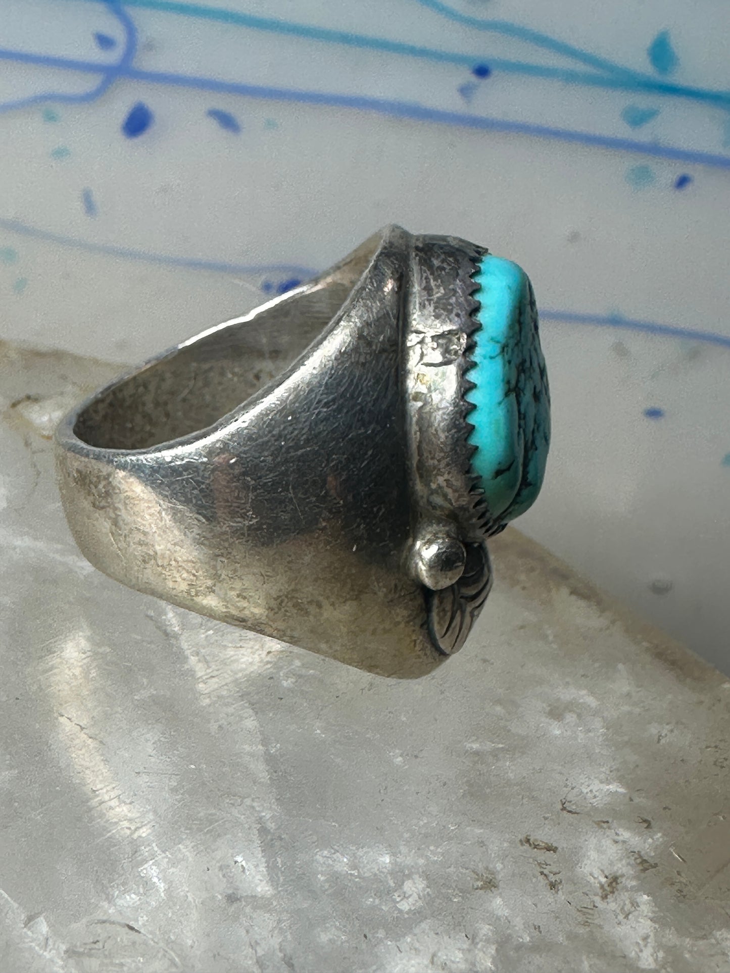 Navajo ring Turquoise heavy band size 10.75 sterling silver women men