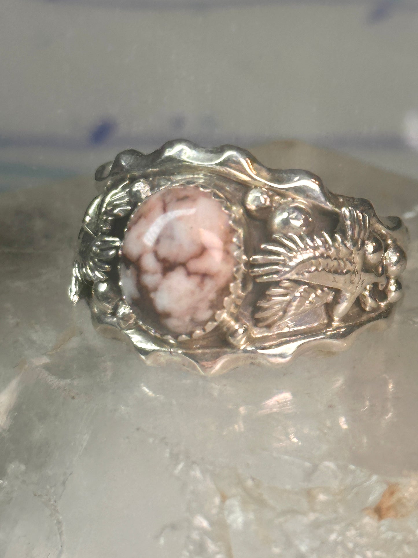 Navajo Eagle ring Wild Horse turquoise size 14.50 sterling silver men signed RB