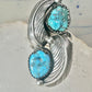 Long Navajo ring turquoise Ellen Myrtle feathers size 6 sterling silver women