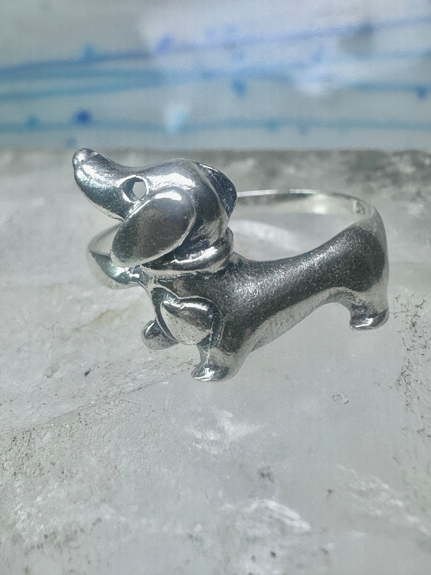 Dachshund Ring vintage mini dachshund heart size 6.75 sterling silver women girls