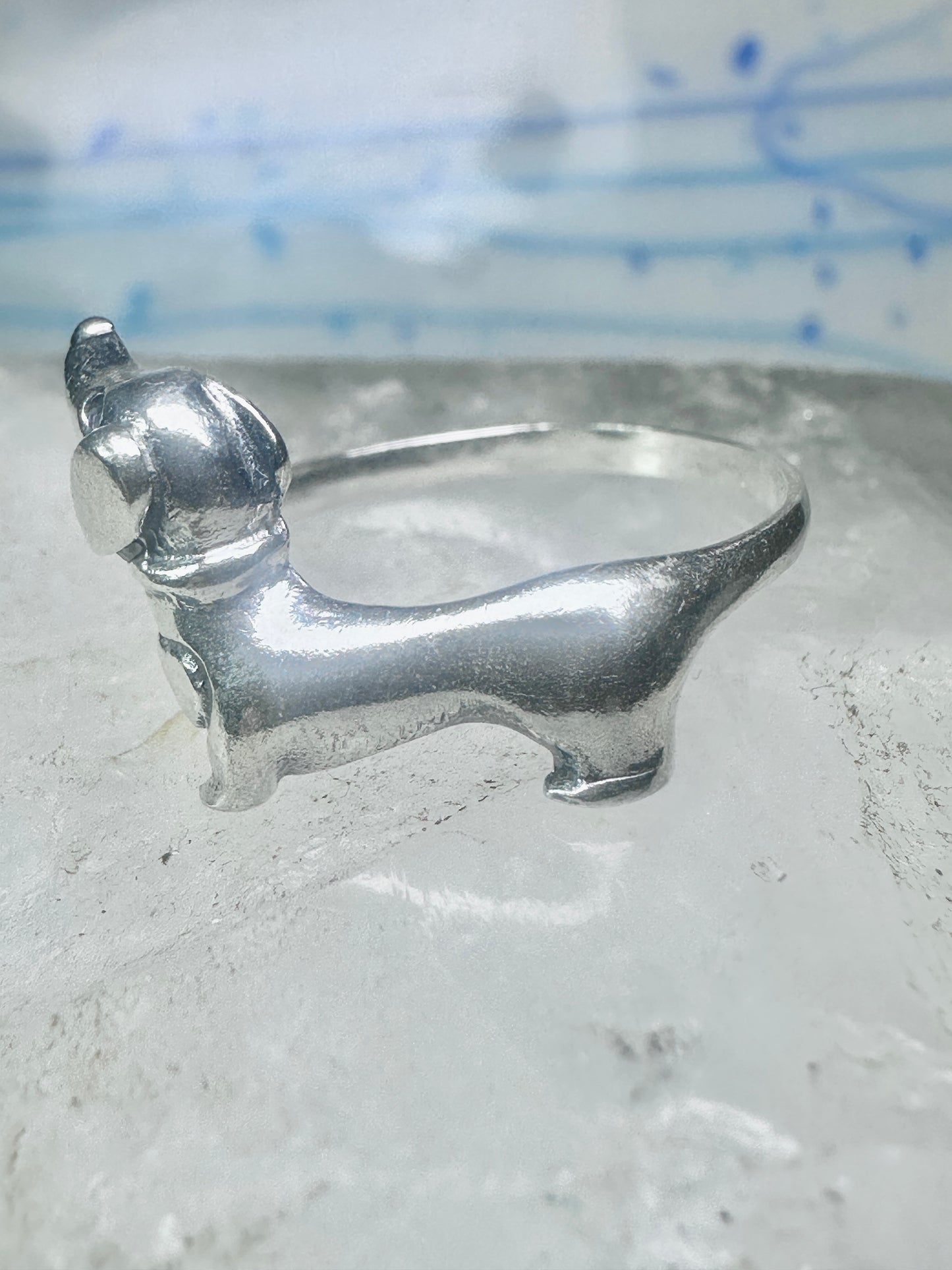 Dachshund Ring vintage mini dachshund heart size 6.75 sterling silver women girls