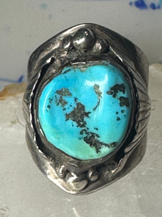 Navajo ring Turquoise heavy band size 10 sterling silver women men