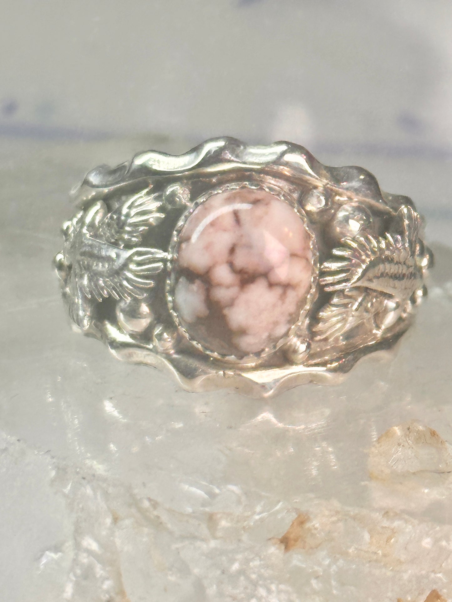 Navajo Eagle ring Wild Horse turquoise size 14.50 sterling silver men signed RB