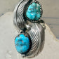 Long Navajo ring turquoise Ellen Myrtle feathers size 6 sterling silver women