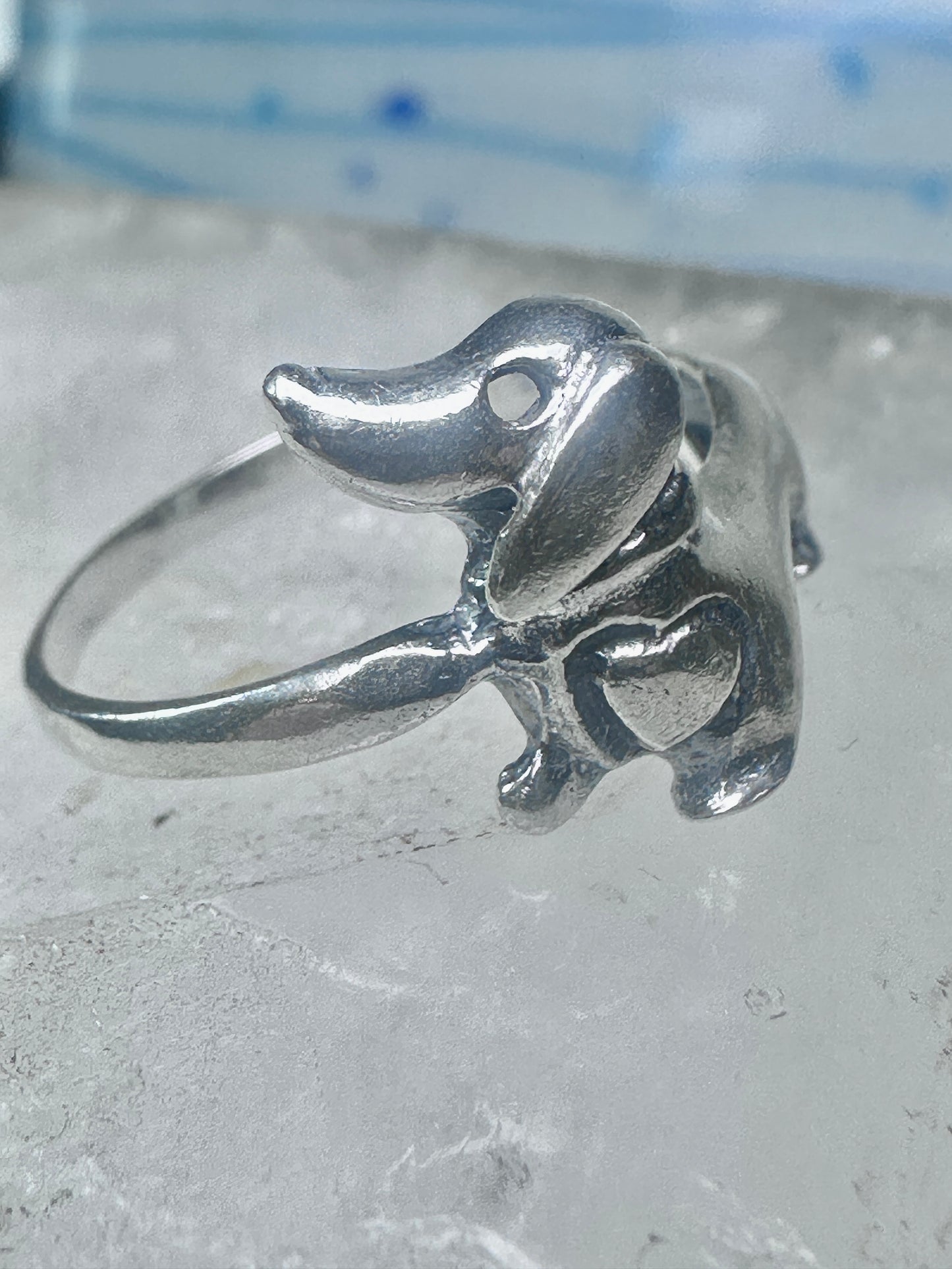 Dachshund Ring vintage mini dachshund heart size 6.75 sterling silver women girls