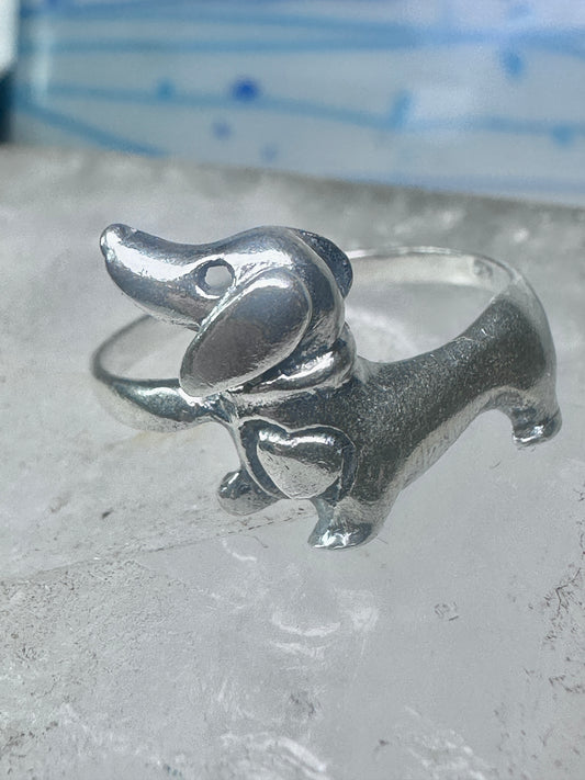 Dachshund Ring vintage mini dachshund heart size 6.75 sterling silver women girls