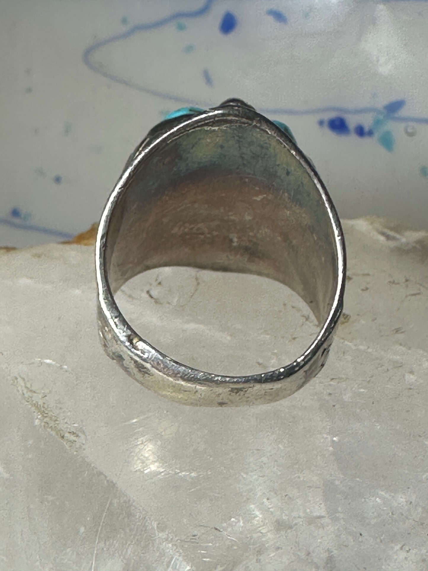 Navajo ring Turquoise heavy band size 10 sterling silver women men