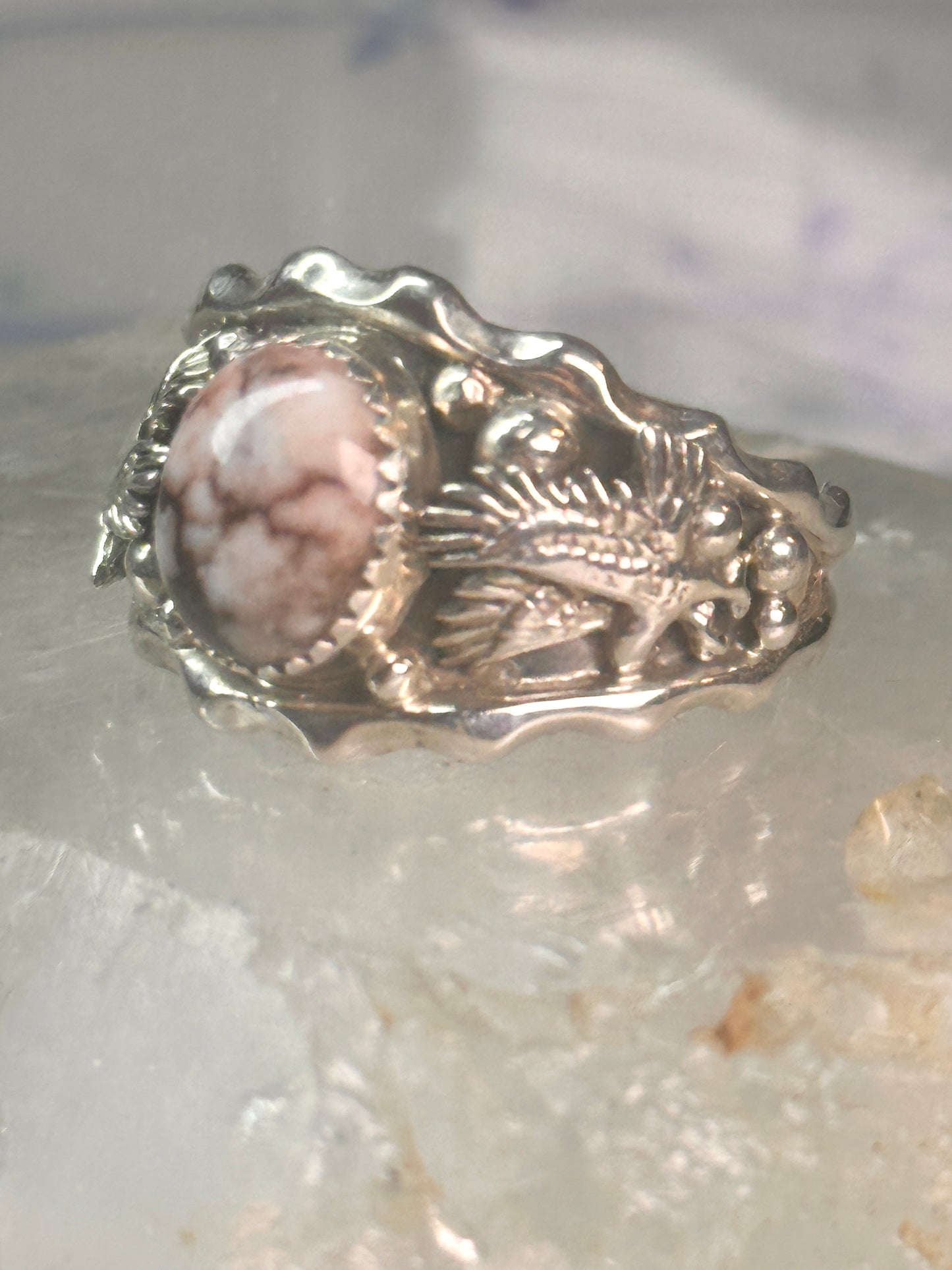 Navajo Eagle ring Wild Horse turquoise size 14.50 sterling silver men signed RB