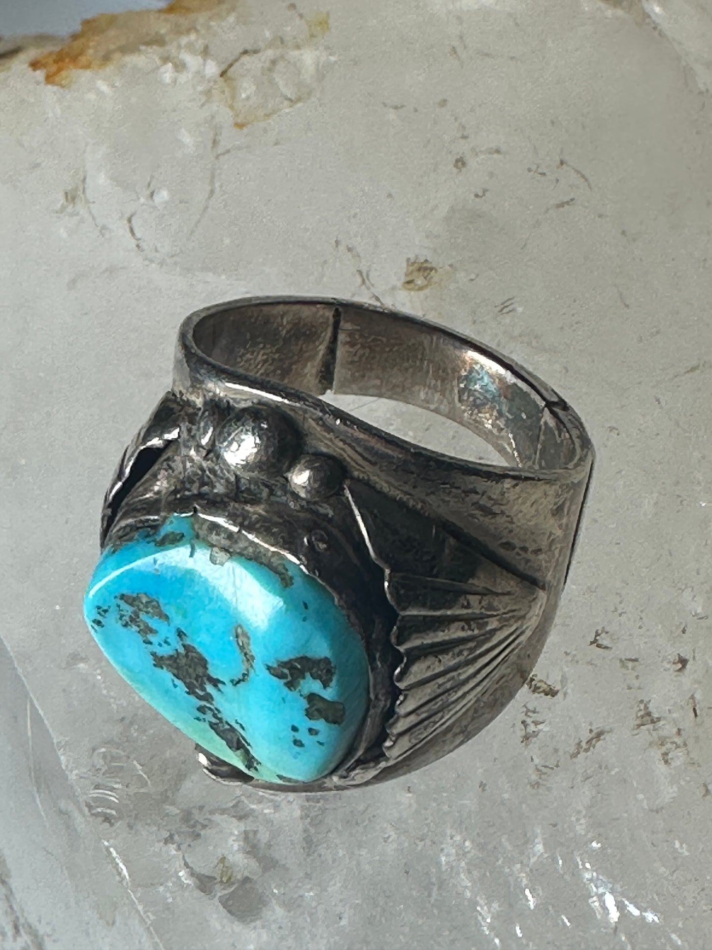Navajo ring Turquoise heavy band size 10 sterling silver women men