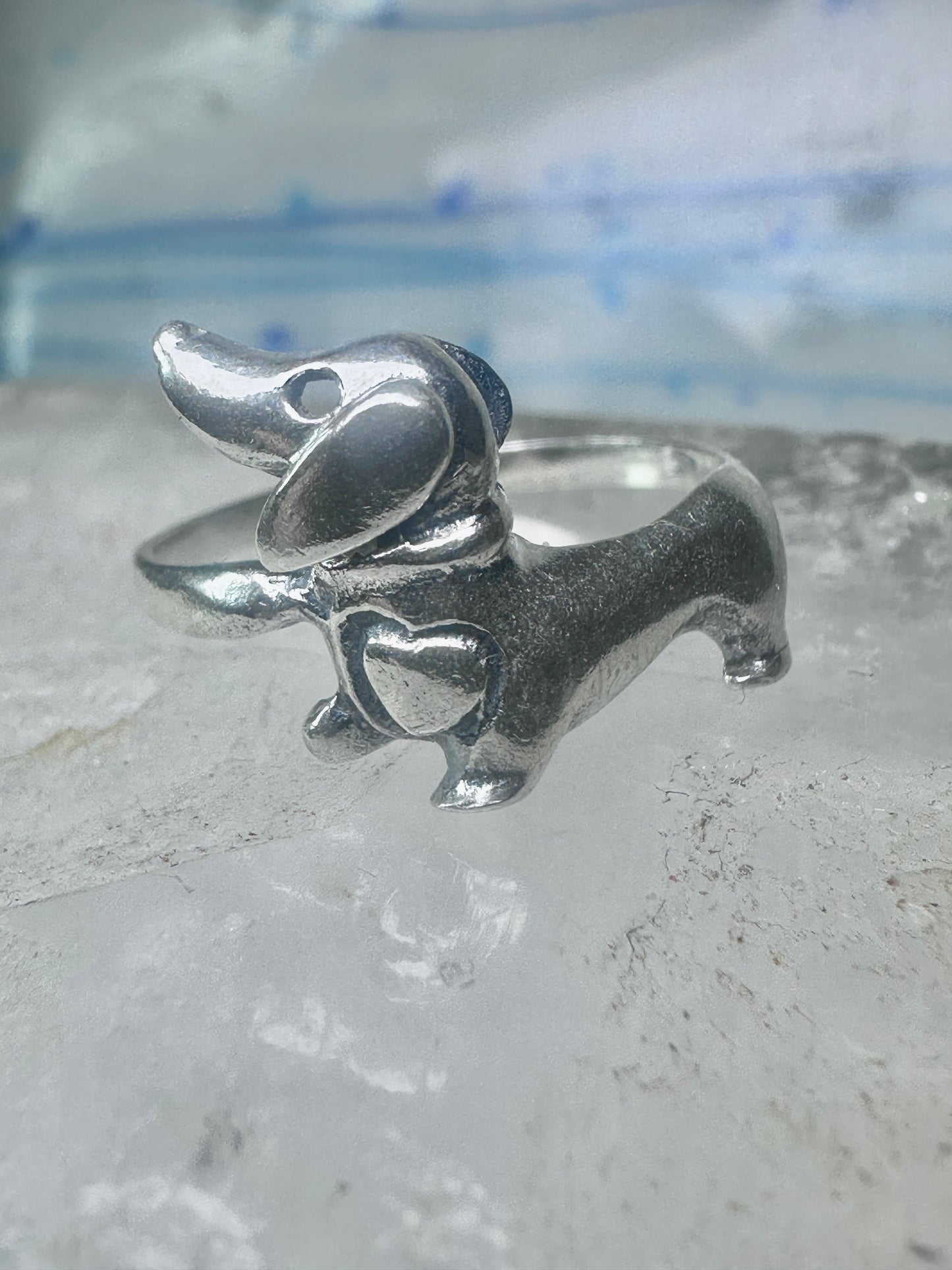 Dachshund Ring vintage mini dachshund heart size 6.75 sterling silver women girls