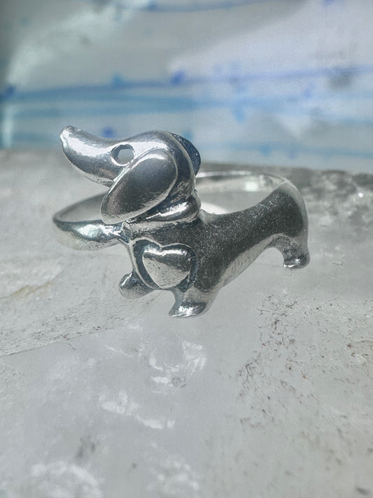 Dachshund Ring vintage mini dachshund heart size 6.75 sterling silver women girls