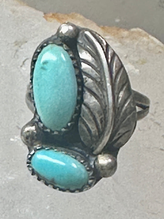 Navajo ring feather turquoise size 5 sterling silver women girls