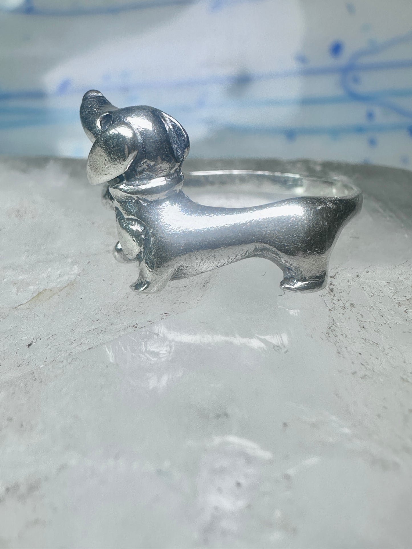 Dachshund Ring vintage mini dachshund heart size 6.75 sterling silver women girls