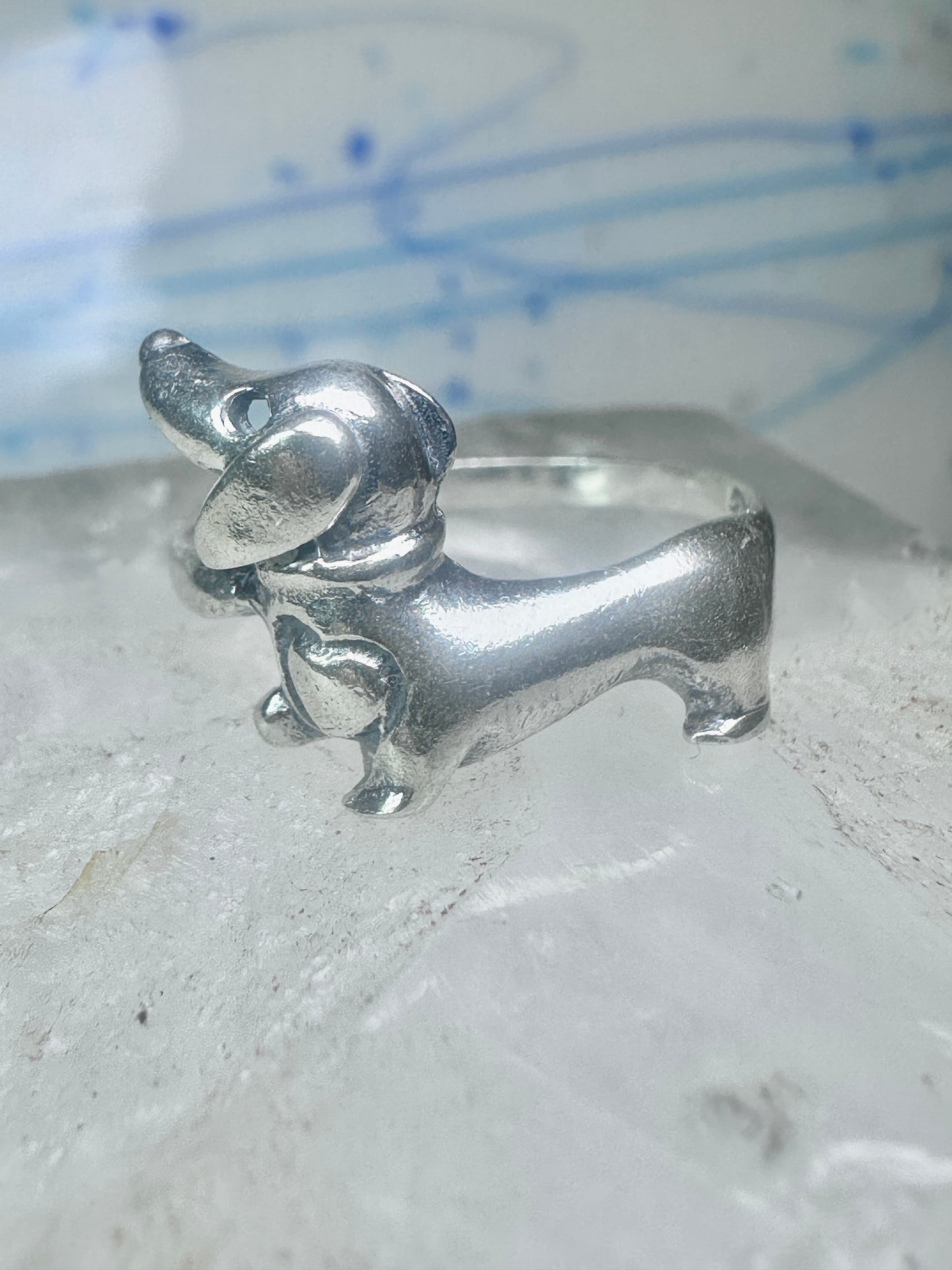 Dachshund Ring vintage mini dachshund heart size 6.75 sterling silver women girls