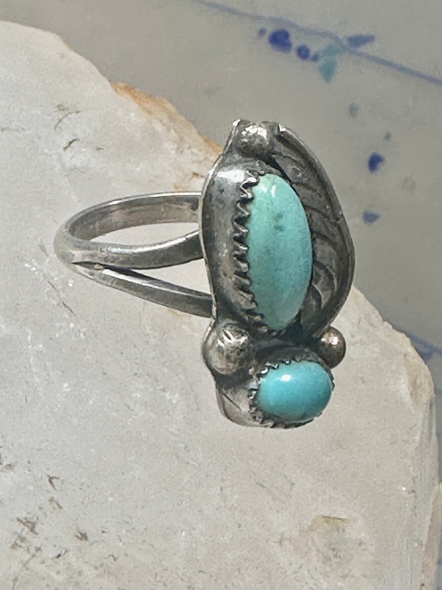 Navajo ring feather turquoise size 5 sterling silver women girls