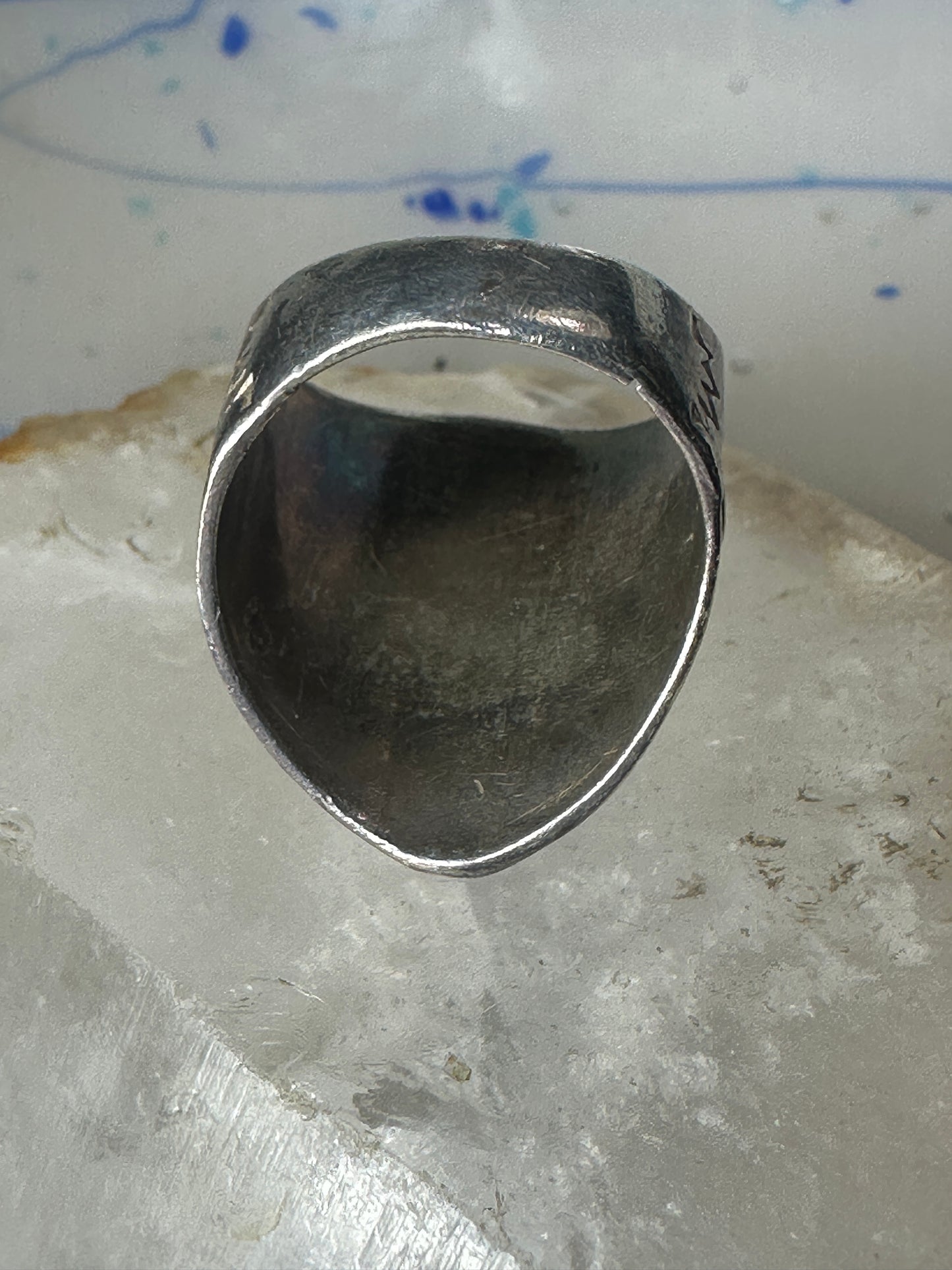 Navajo ring Turquoise heavy band size 10 sterling silver women men