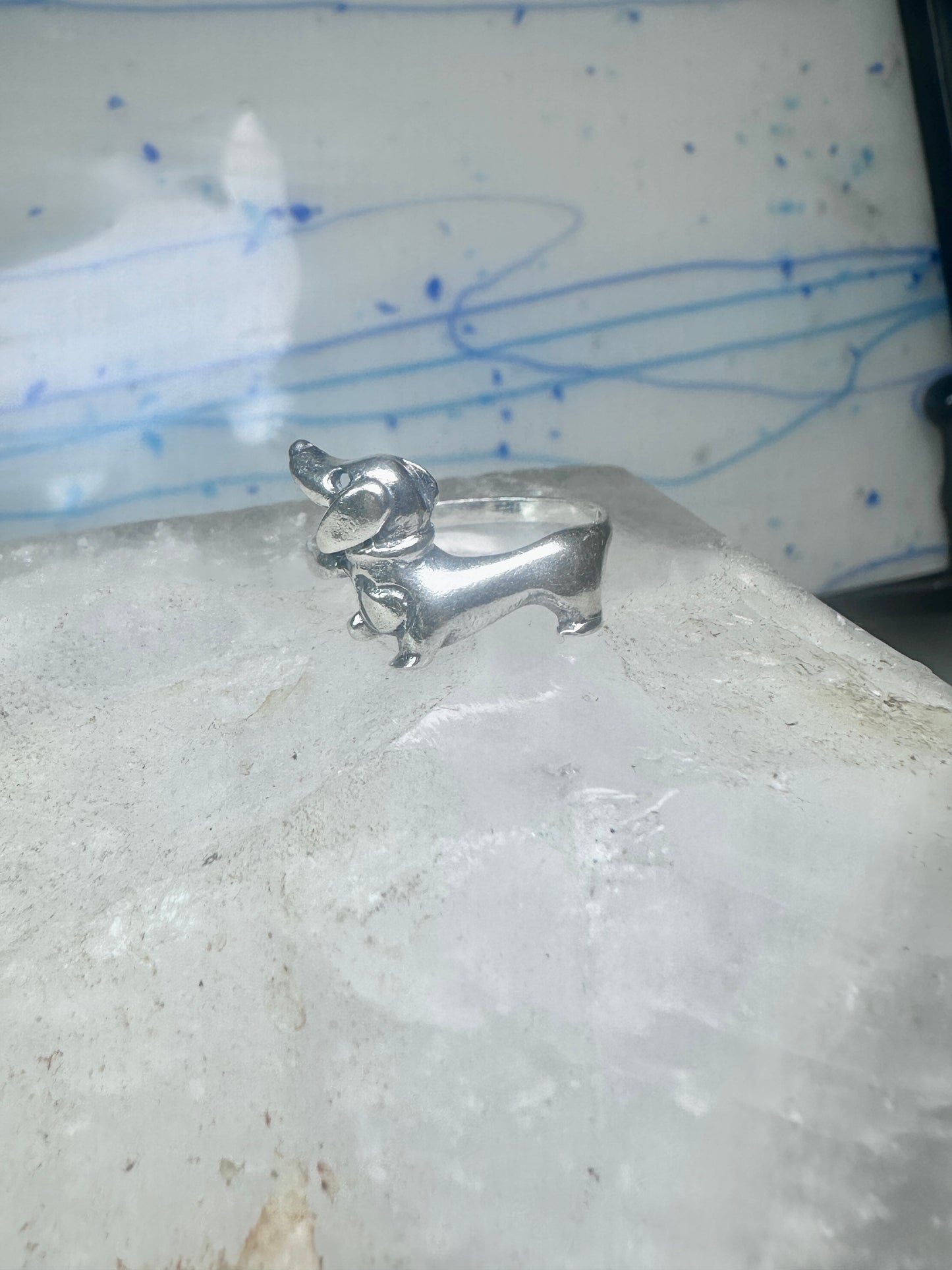 Dachshund Ring vintage mini dachshund heart size 6.75 sterling silver women girls