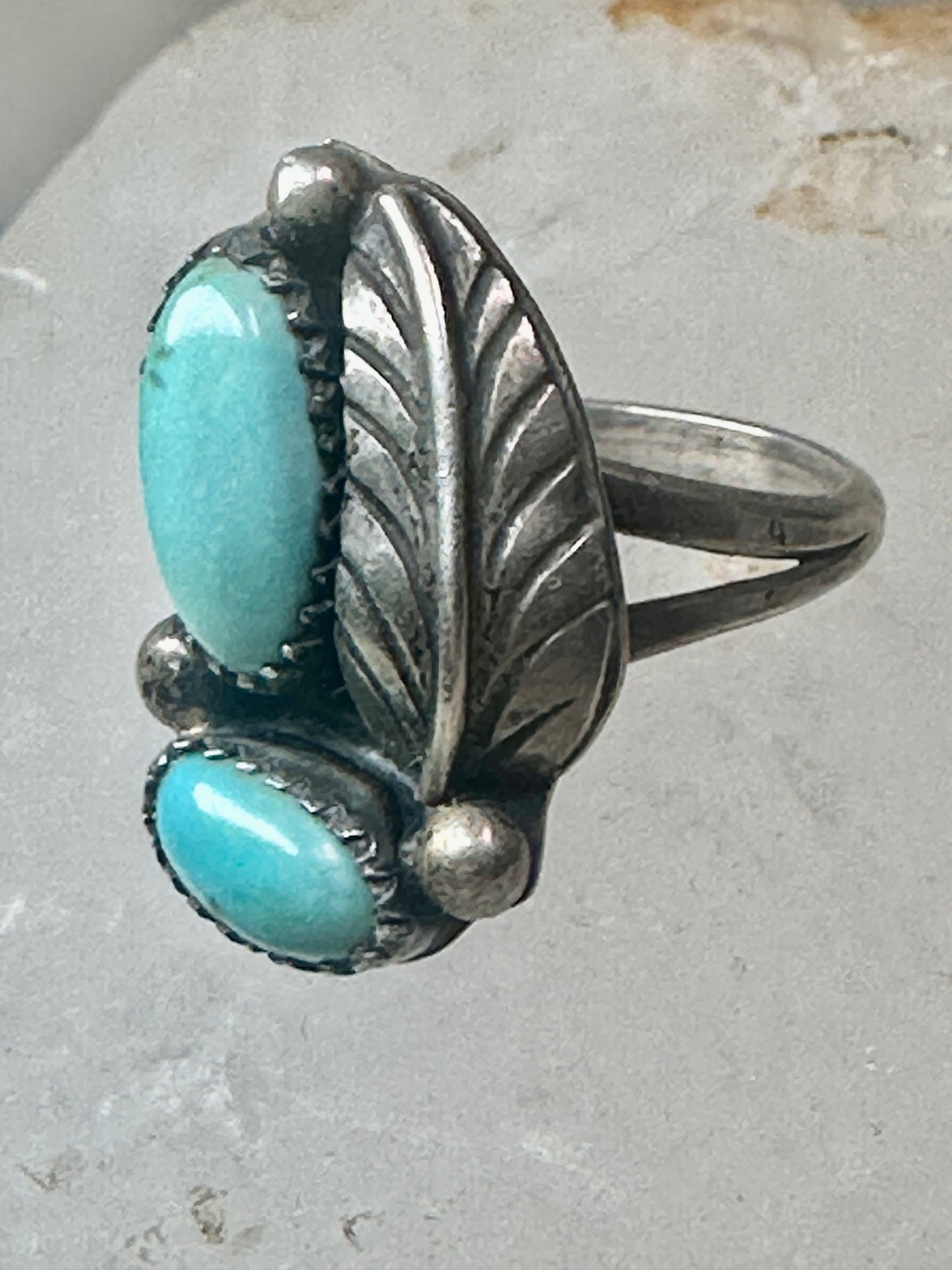 Navajo ring feather turquoise size 5 sterling silver women girls