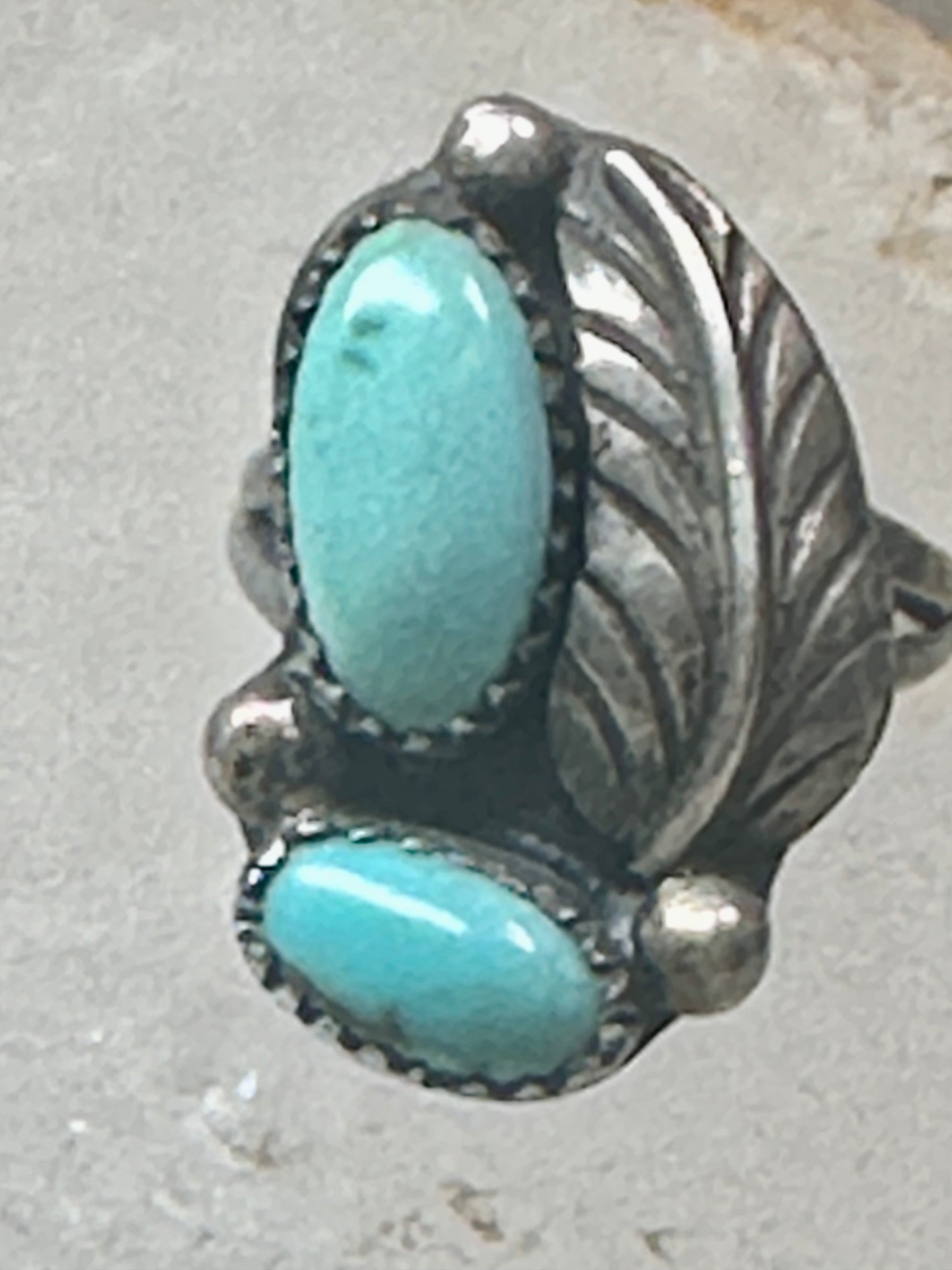 Navajo ring feather turquoise size 5 sterling silver women girls