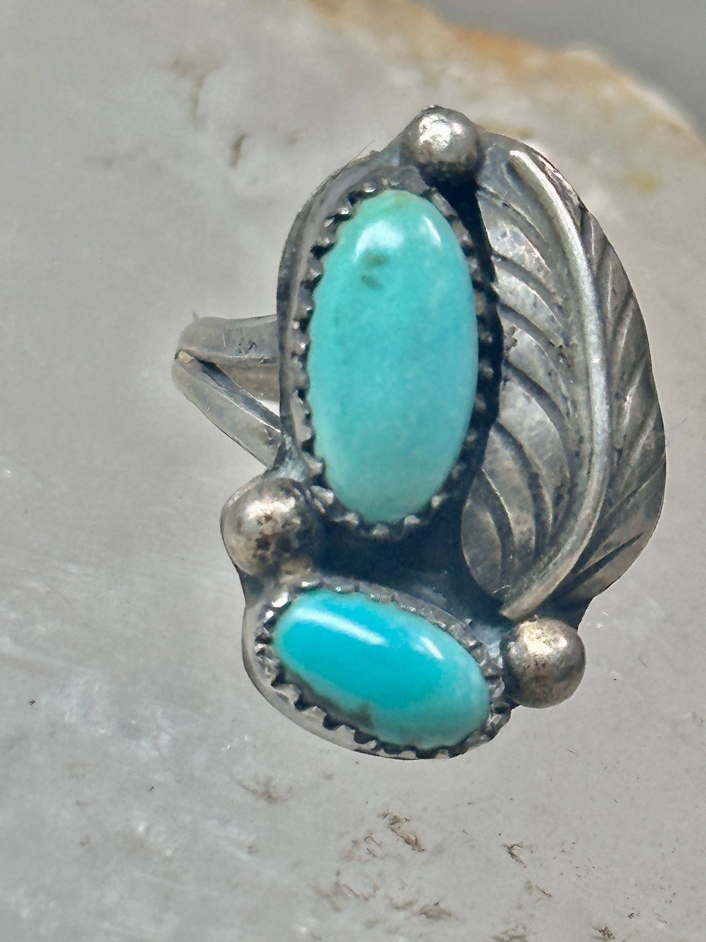 Navajo ring feather turquoise size 5 sterling silver women girls