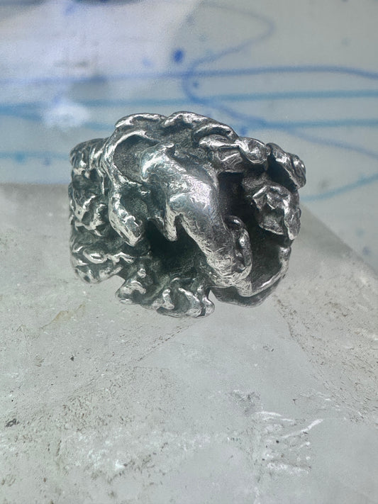Cougar Ring vintage brutalist band size 8 sterling silver women girls
