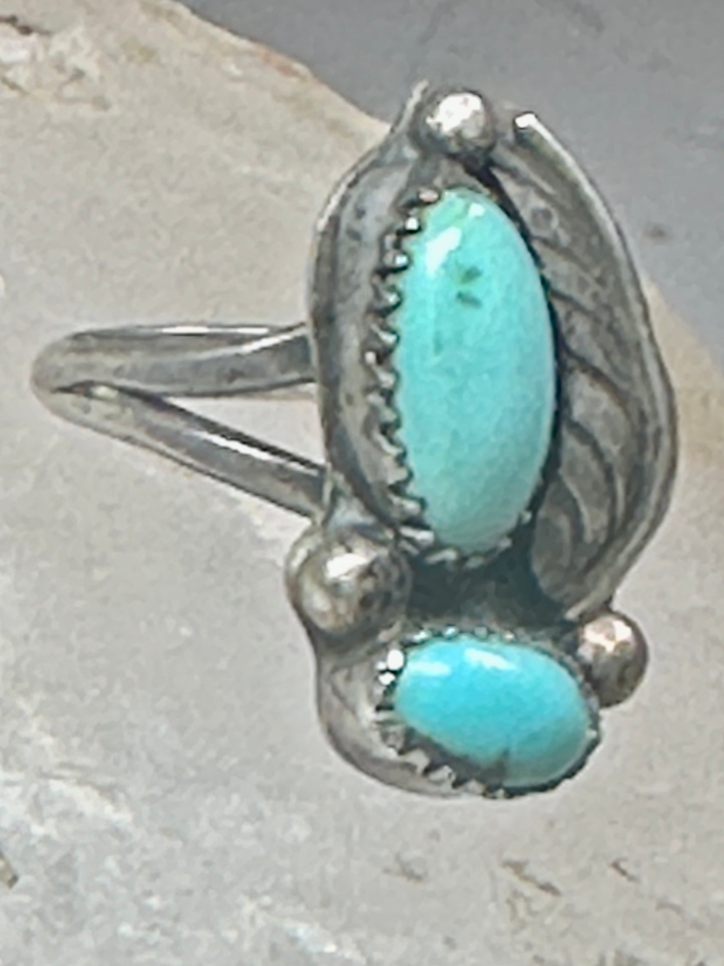 Navajo ring feather turquoise size 5 sterling silver women girls