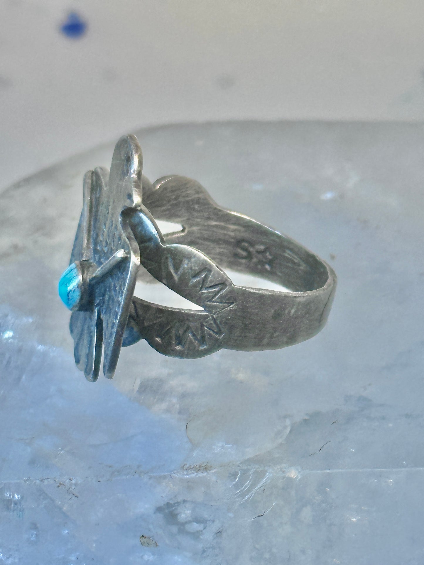 Navajo Phoenix ring thunderbird turquoise size 7 sterling silver pinky women girls