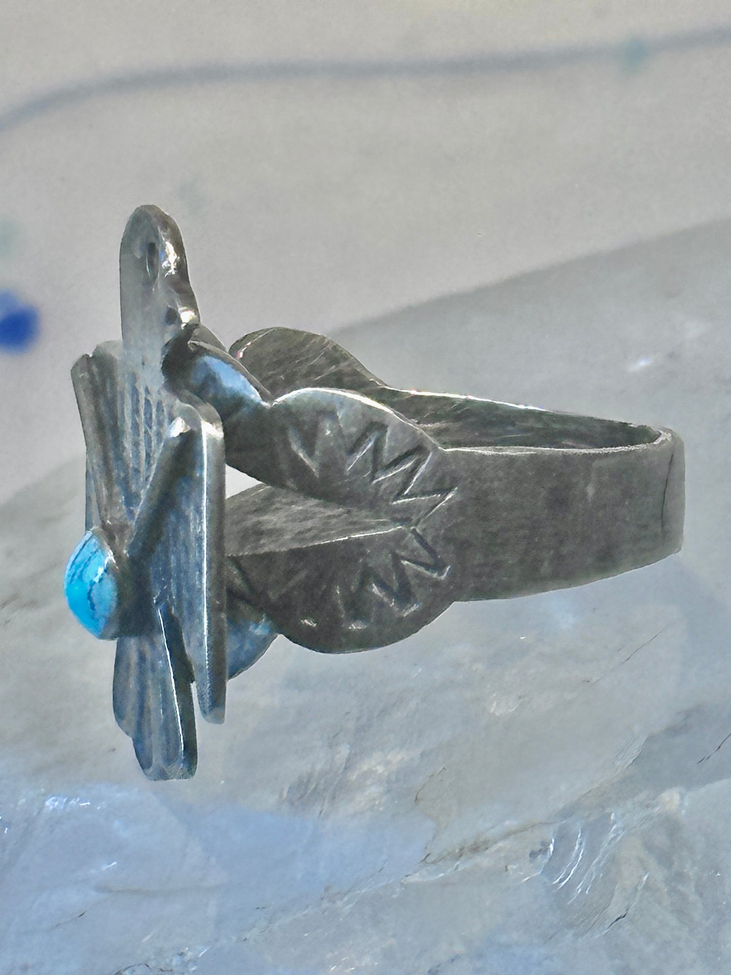 Navajo Phoenix ring thunderbird turquoise size 7 sterling silver pinky women girls