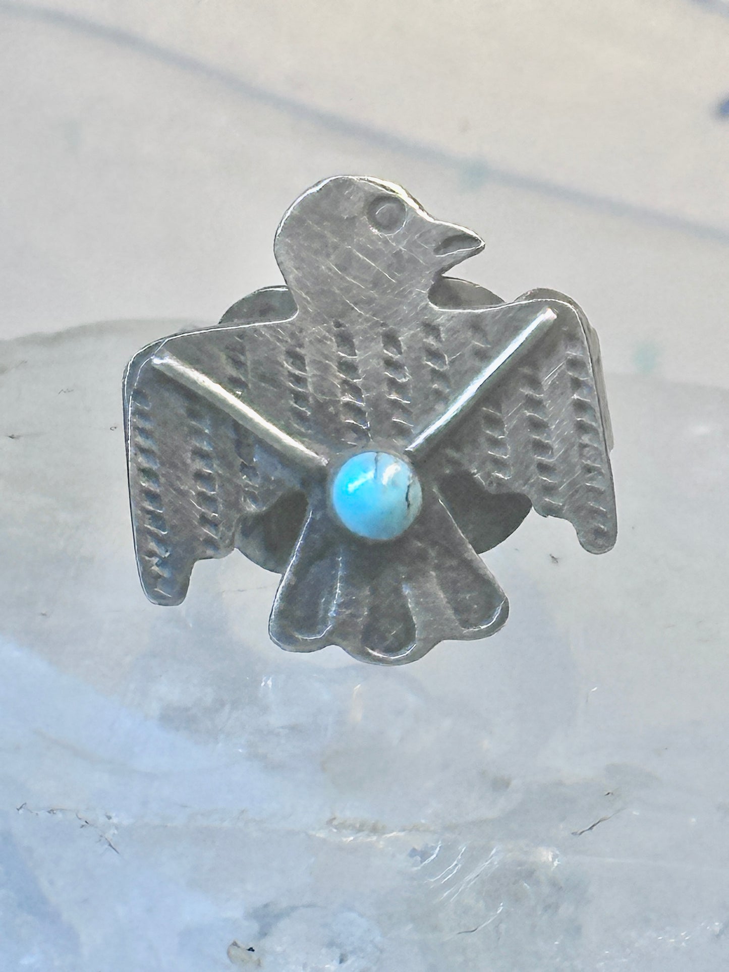 Navajo Phoenix ring thunderbird turquoise size 7 sterling silver pinky women girls