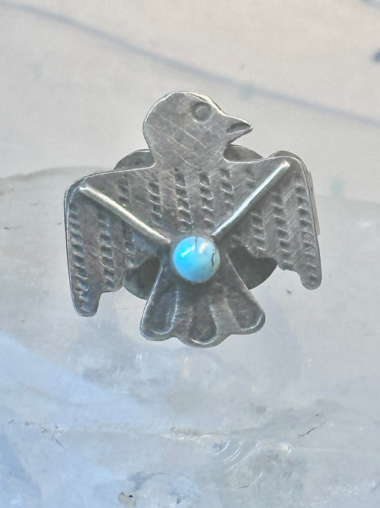 Navajo Phoenix ring thunderbird turquoise size 7 sterling silver pinky women girls