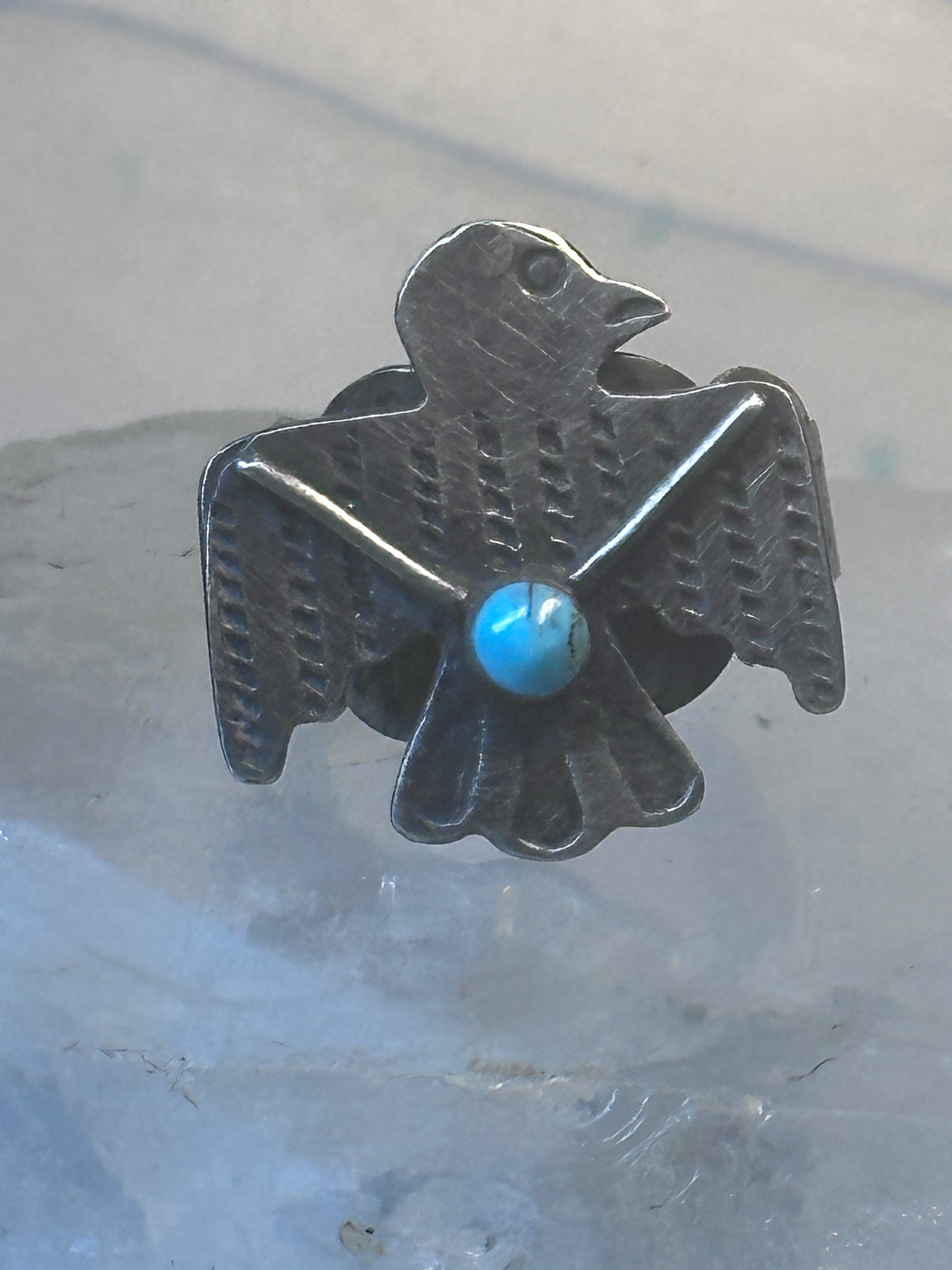 Navajo Phoenix ring thunderbird turquoise size 7 sterling silver pinky women girls