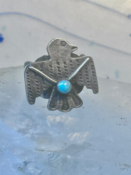 Navajo Phoenix ring thunderbird turquoise size 7 sterling silver pinky women girls