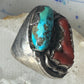 Navajo ring Turquoise Coral heavy band size 10 sterling silver women men