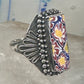 Millefiori floral ring size 9.25 sterling silver flowers long knuckle band women girls
