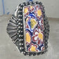 Millefiori floral ring size 9.25 sterling silver flowers long knuckle band women girls
