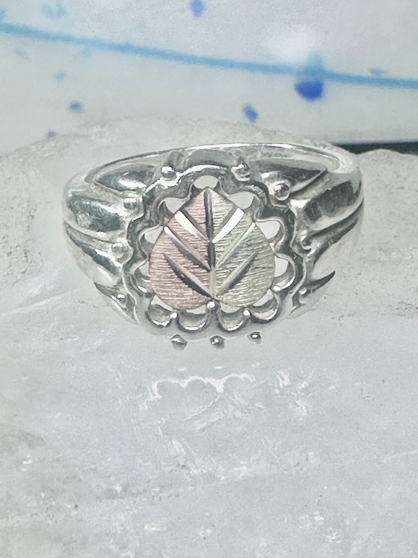 Black Hills Gold Ring leaf band size 7.75 sterling silver women men