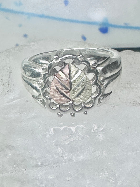 Black Hills Gold Ring leaf band size 7.75 sterling silver women men