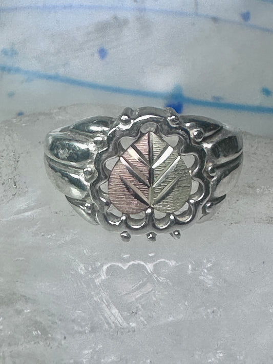 Black Hills Gold Ring leaf band size 7.75 sterling silver women men