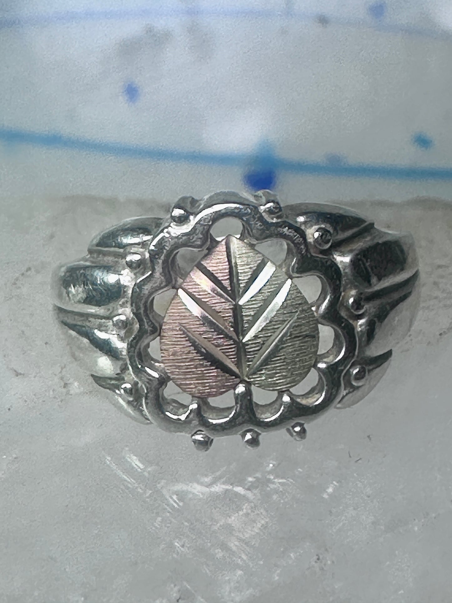 Black Hills Gold Ring leaf band size 7.75 sterling silver women men