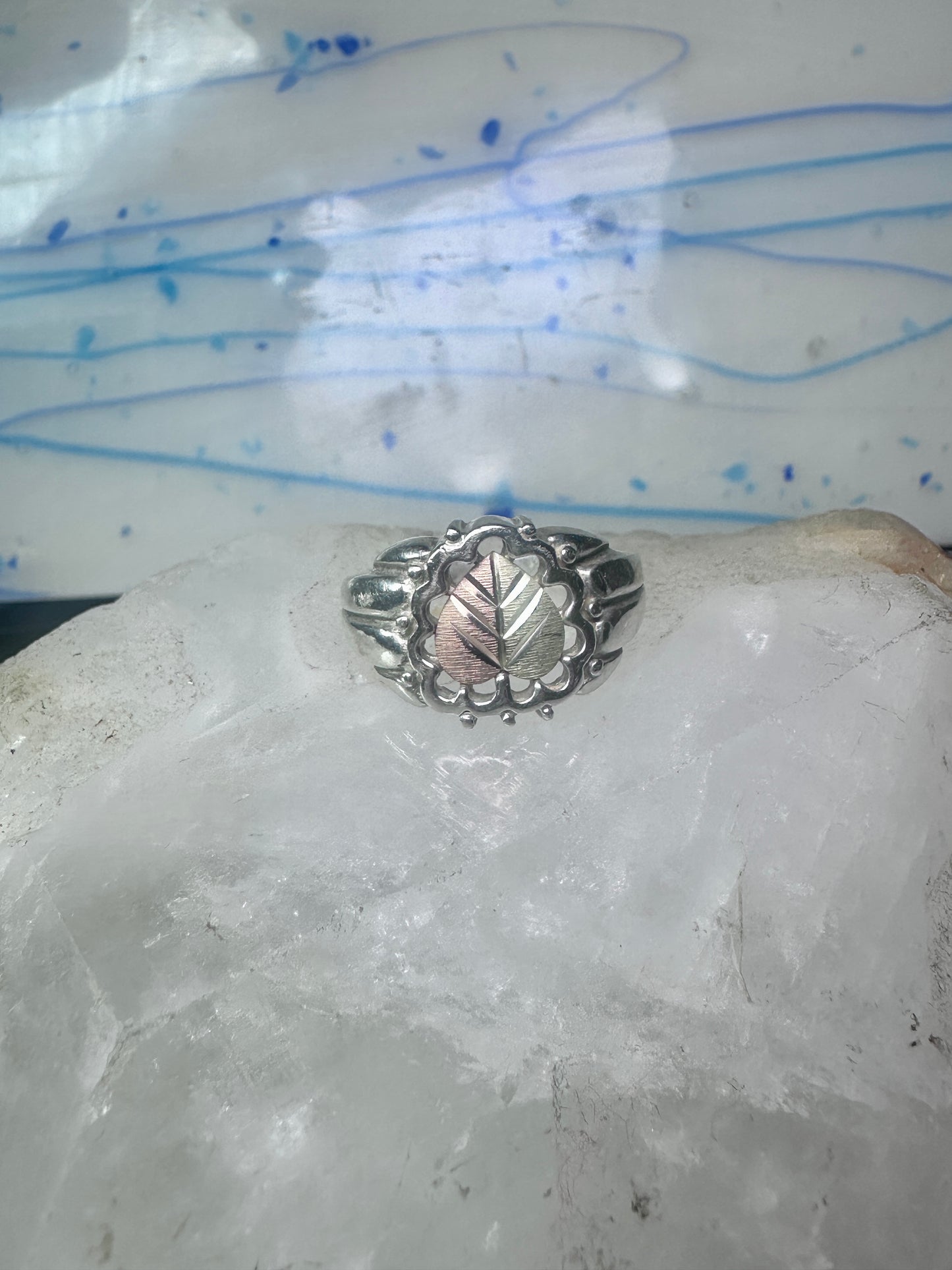 Black Hills Gold Ring leaf band size 7.75 sterling silver women men