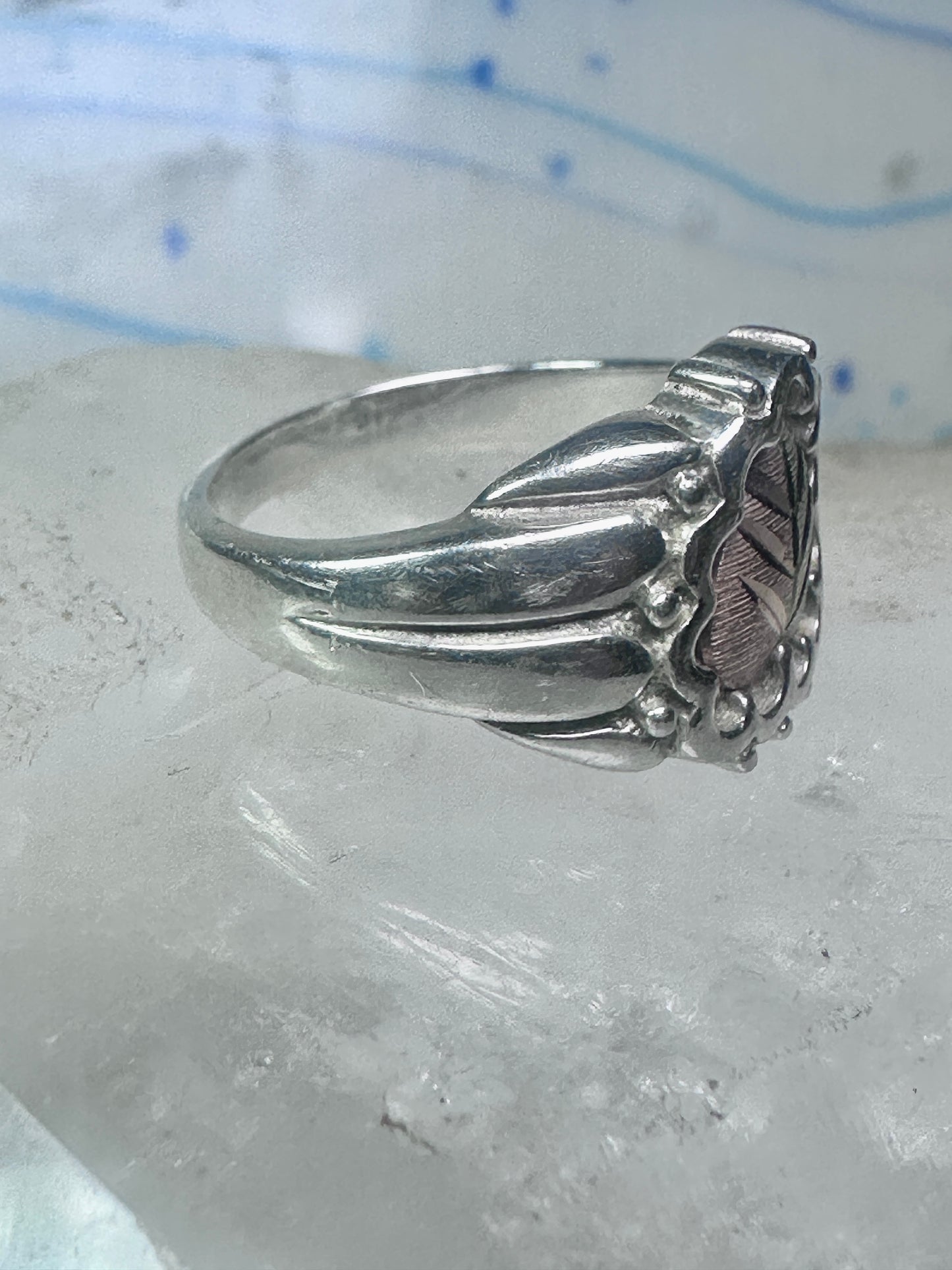 Black Hills Gold Ring leaf band size 7.75 sterling silver women men