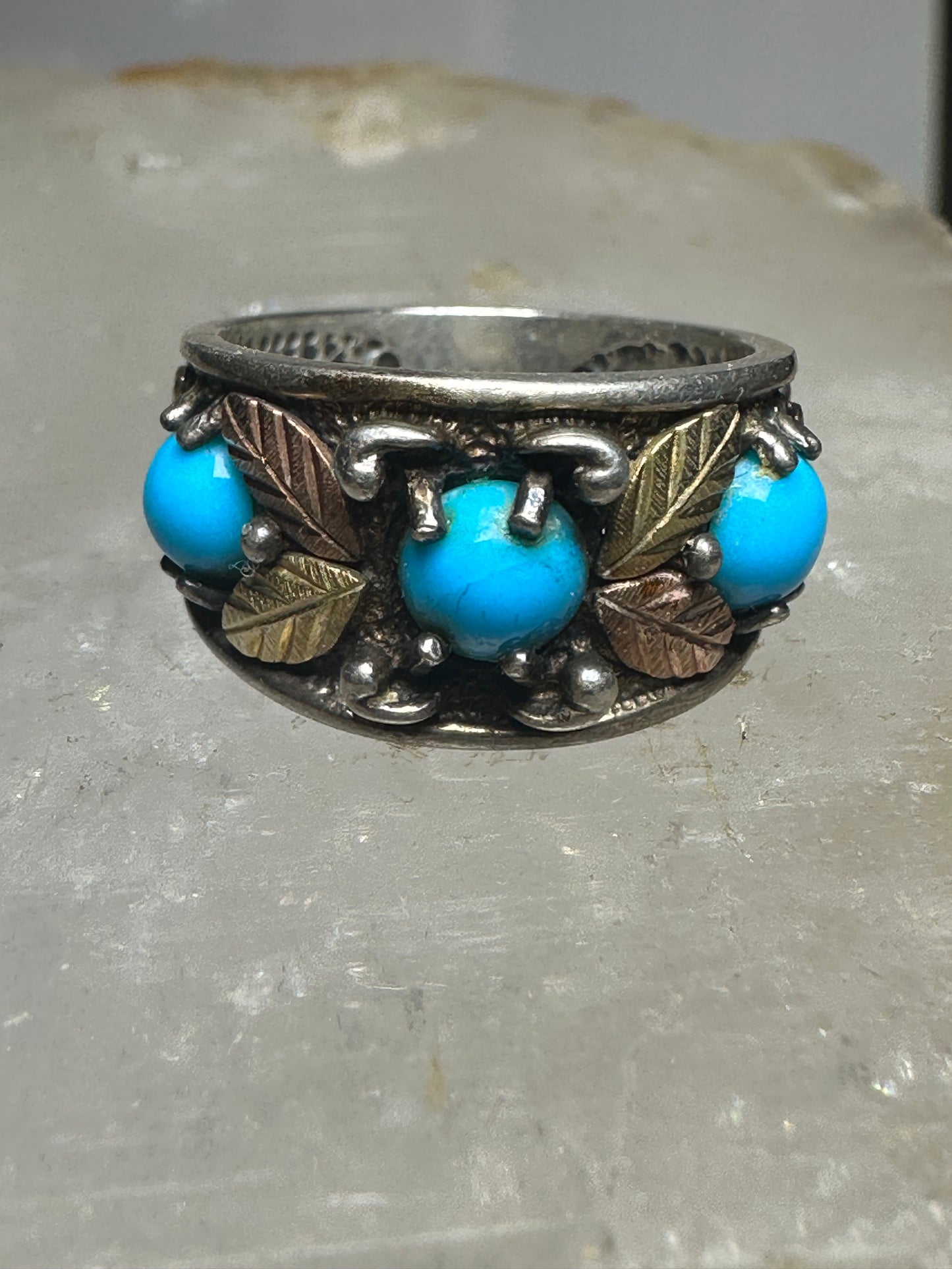 Black Hills Gold ring turquoise band size  4.75 sterling silver women